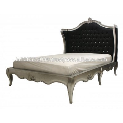 alice bed with silver leaf , wooden carved bed