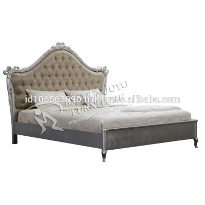 french bed white and silver fine carving