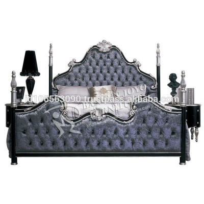 Black Painted Four Posters Upholstered Bed