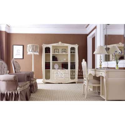 White Bookcase with glass doors ,home furniture bookcase